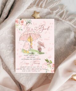 Printable and customizable Pooh baby shower invite for girls â€“ instant download
